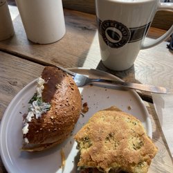 Espresso House - Latte  Cream cheese bagel  Focaccia with prosciutto
