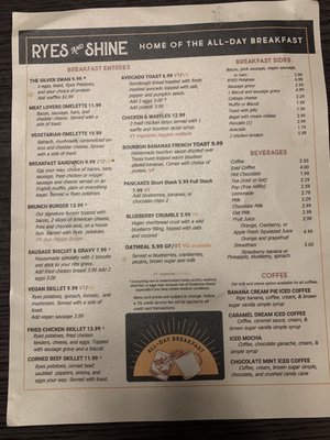 Menu photo 3 Ryes and Shine Cuyahoga Falls, OH