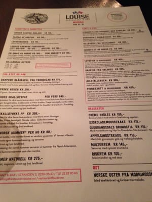 Menu photo 2 Louise Restaurant & Bar Oslo, 03 Menu photo 2 Louise Restaurant & Bar Oslo, 03