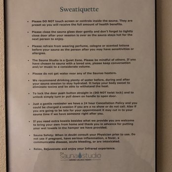 The Sauna Studio - Rules for infrared sauna - Massage Near Me - Ventura, California The Sauna Studio - Rules for infrared sauna - Massage Near Me - Ventura, California