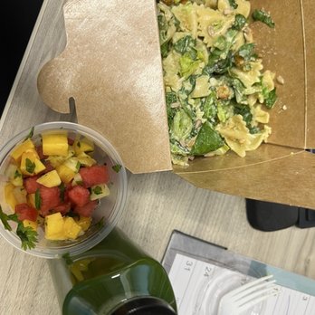 JuMicks - Cesar Protein Salad, small fruit salad and Green Fields juice. - Juice Bars & Smoothies Near Me - San Antonio, Texas