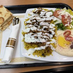 Shawarma, with Greek salad and hummus Shawarma, with Greek salad and hummus