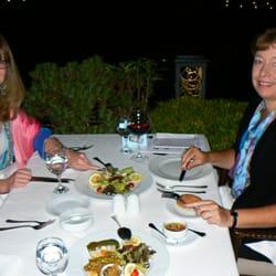 ScheckTrek Travel - Vicki S. & Mary Bai at dinner overlooking the Bosphorus in Istanbul at the start of the 12-day tour of Turkey we'd organized.