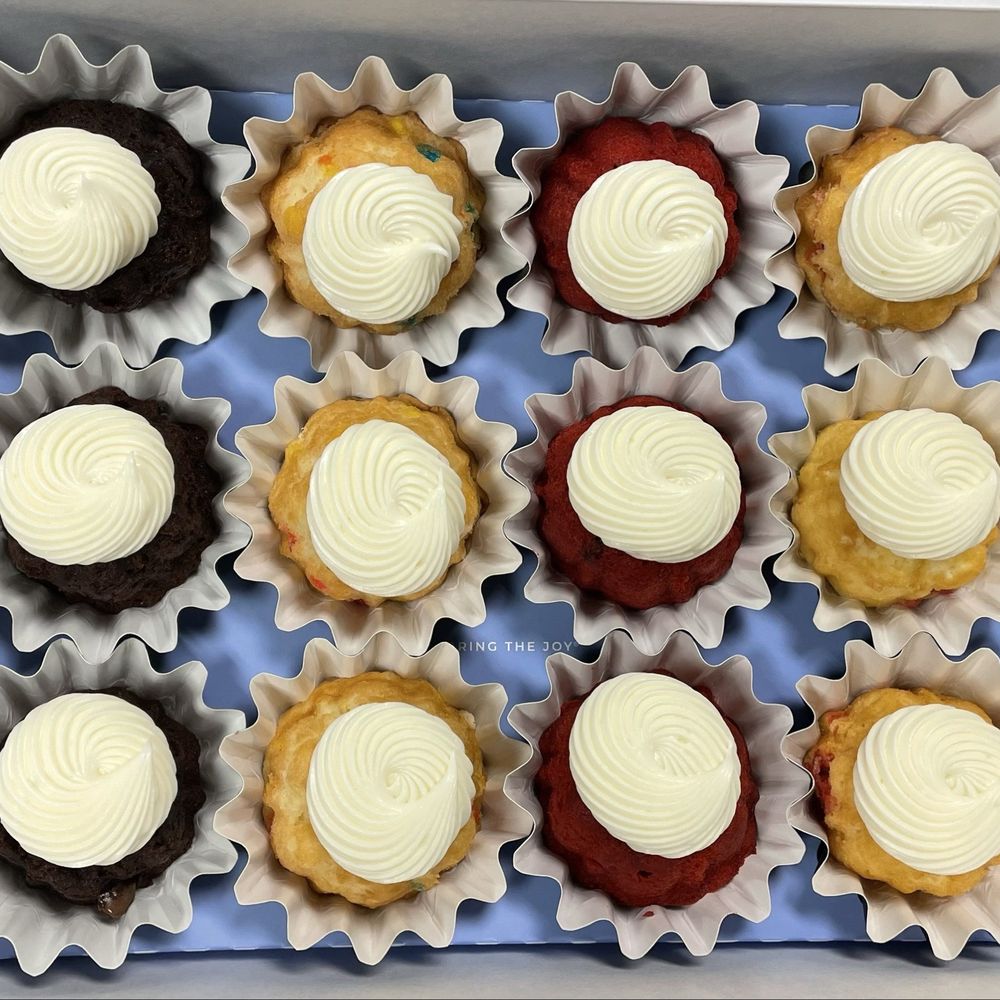 Delicious Bundtinis (Custom Assortment of Chocolate Chocolate Chip, Confetti, Red Velvet, White Chocolate Raspberry) Delicious Bundtinis (Custom Assortment of Chocolate Chocolate Chip, Confetti, Red Velvet, White Chocolate Raspberry)