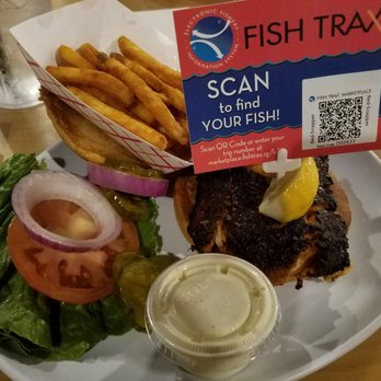 LuLu's Destin - Fresh Gulf Red Snapper Sandwich w/ Fries (I actually ordered the hushpuppies, which were brought out after the pic was taken) - Seafood Near Me - Destin, Florida