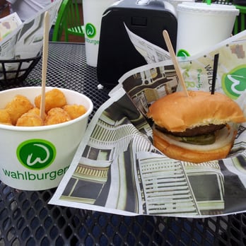 Wahlburgers - Dad's Basic Burger w/regular tater tot - Burgers Near Me - Hingham, Massachusetts Wahlburgers - Dad's Basic Burger w/regular tater tot - Burgers Near Me - Hingham, Massachusetts