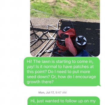 SprayLawn Hydroseeding - a text message from a customer - Lawn Services Near Me