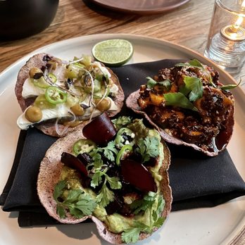 Comedor - mackerel + smoked tuna/octopus/shrimp + avocado tostadas - Mexican Near Me - Austin, Texas