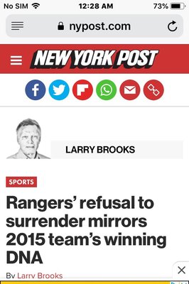 Photo of The New York Post - New York, NY, US. 05/16/22 Thanks for telling me the Rangers Won! Quick Reporting