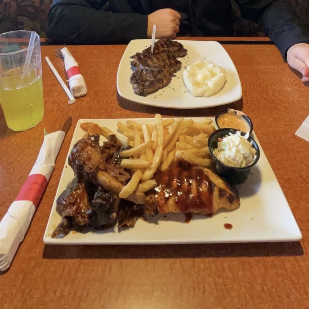 Sizzler - BBQ Ribs (3) & Chicken Rib Eye (14 oz) - Seafood Near Me - Sacramento, California Sizzler - BBQ Ribs (3) & Chicken Rib Eye (14 oz) - Seafood Near Me - Sacramento, California