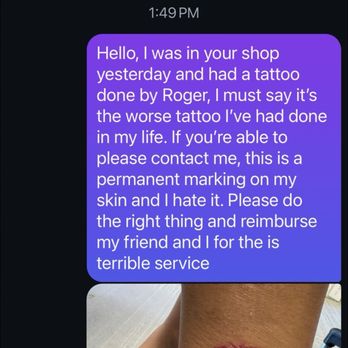 Circus Tattoo - Complaint to the shop. Nothing was ever done. - Tattoo Near Me - Miami Beach, Florida