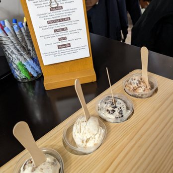 Sweet Wynns - Samples of their current flavors while we waited for our ice cream to churn - Ice Cream & Frozen Yogurt Near Me - Richmond, Virginia