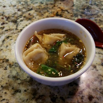 Aki Sushi - Beimei's Magical Elixer (wonton soup).  It's fabulous! Try the spicy version. - Sushi Bars Near Me - Oldsmar, Florida