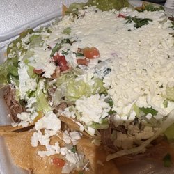 Mi Tierra Mexican Restaurant - " Steak " nachos featuring shredded beef.