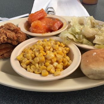 Country Platter Too - Fried chicken, corn, cabbage and candied yams, so good!!! - Southern Near Me - Cleveland, Mississippi