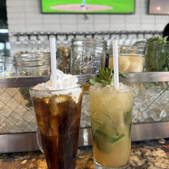 Earls Kitchen + Bar - Iced Irish Coffee and Sparkling Peach Mojito - New American Near Me - Boston, Massachusetts Earls Kitchen + Bar - Iced Irish Coffee and Sparkling Peach Mojito - New American Near Me - Boston, Massachusetts