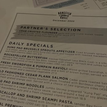 Bonefish Grill - December Menu - Seafood Near Me - Concord Mills, North Carolina
