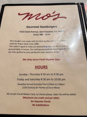 Menu photo 1 Mo's Grill San Francisco, CA