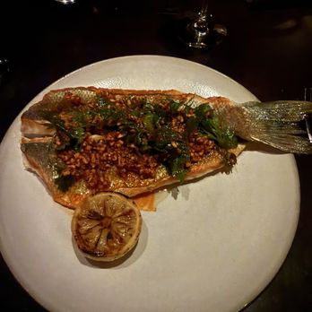The Library - Branzino with chili crust - New American Near Me - Las Vegas, Nevada The Library - Branzino with chili crust - New American Near Me - Las Vegas, Nevada