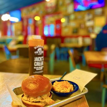 Martin's Bar-B-Que Joint - BBQ pull chicken sandwich with Mac and cheese - Barbeque Near Me - Nashville, Tennessee Martin's Bar-B-Que Joint - BBQ pull chicken sandwich with Mac and cheese - Barbeque Near Me - Nashville, Tennessee
