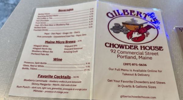 Menu photo 8 Gilbert's Chowder House Portland, ME