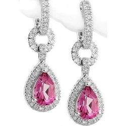 Len Larson Jewelry Company - Custom Pink Sapphire & Diamond Earrings