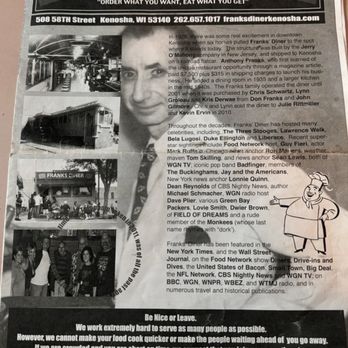 Franks Diner - Menu is classic! - Diners Near Me - Kenosha, Wisconsin