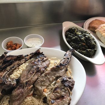 Adam Kabob & Grill - Lamb chop with side of spinach and yummy bread - Afghan Near Me - Morrisville, Pennsylvania Adam Kabob & Grill - Lamb chop with side of spinach and yummy bread - Afghan Near Me - Morrisville, Pennsylvania