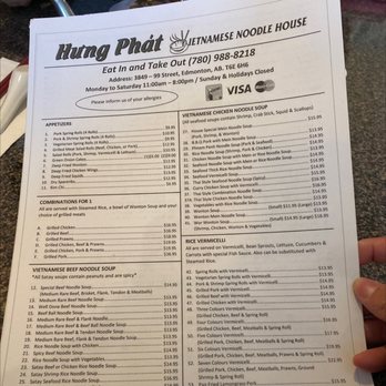 Hung Phat Vietnamese Noodle House - menu - Vietnamese Near Me - Edmonton, Alberta Hung Phat Vietnamese Noodle House - menu - Vietnamese Near Me - Edmonton, Alberta