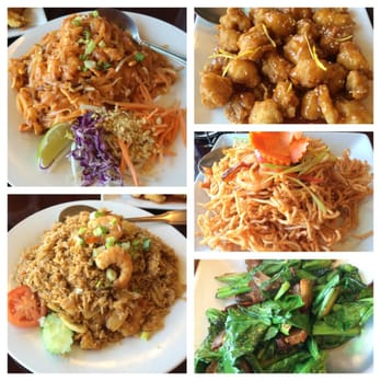 Sizzling Thai Kitchen - Shrimp & Chicken Pad Thai, Shrimp Fried Rice, Orange Chicken, Chinese Broccoli with Crisp Pork, and Mee Krob. - Thai Near Me - Downey, California