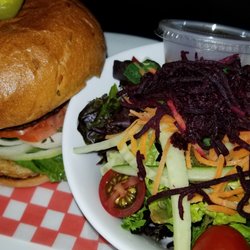 The Ridge Pub & Grill - Ridge Burger and house salad sub