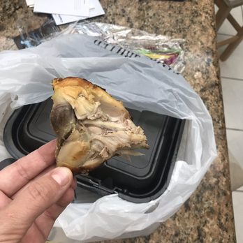 El Pollo Loco - This is how my chicken thigh was given to me. Overcooked and missing parts? So sad. - Mexican Near Me - Cathedral City, California