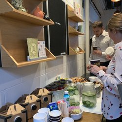 ENJOY: - Coffee and pastries from local businesses.