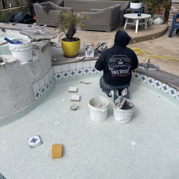 Sunset Pool Company - Replacing with porcelain tile - Pool & Hot Tub Service Near Me