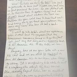 All American Air - Thank you card from one of our customers. We thank you so much for your faith in us.