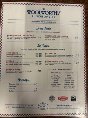 Menu photo 8 Woolworth’s Luncheonette Bakersfield, CA