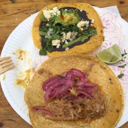 Pork taco and bean tostada Pork taco and bean tostada