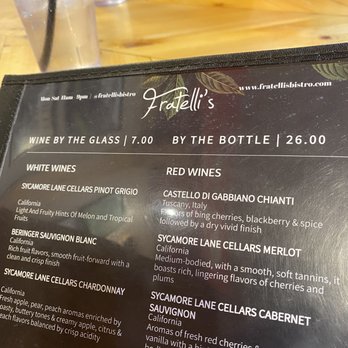 Fratelli's Bistro - Such great prices for all their wines. - Italian Near Me - Gallup, New Mexico