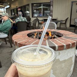 Iced vanilla chai by the fire! Iced vanilla chai by the fire!