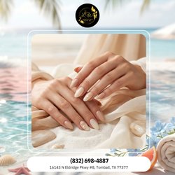 Lakewood Nails - Flawless nude-to-white ombre extensions offer pure, effortless elegance. Glistening gold starfish and shell charms look premium. Book!