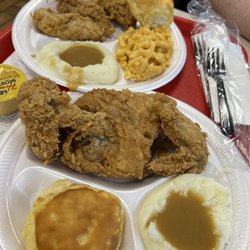 Lee's Famous Recipe Chicken - 3 pieces bone in meal with two sides and 3 tenders meal with two sides and biscuits.