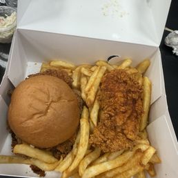 Chicken sandwich, tender & fries