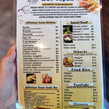 Edo Japan - Menu -  Side 2 (as of 5.27.2022) - Sushi Bars Near Me - Pearland, Texas