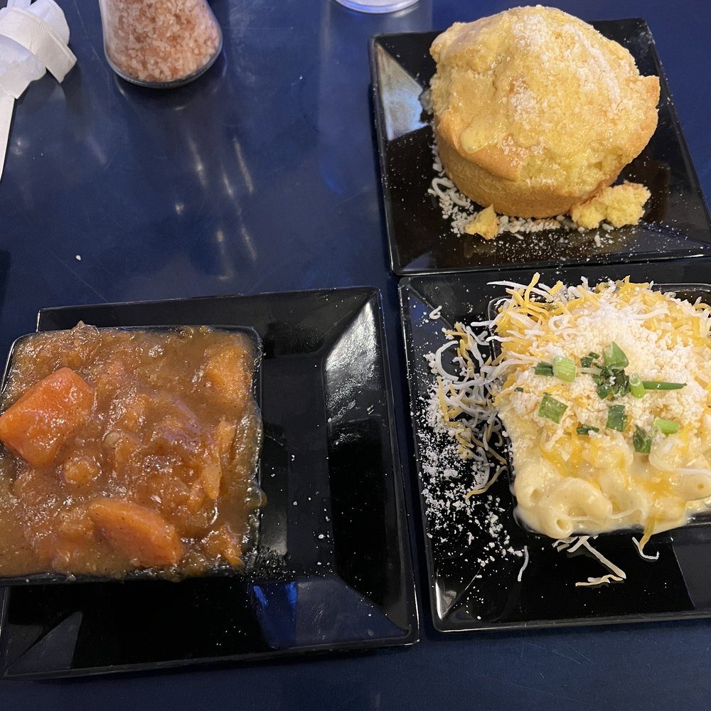 Godfreys - Macaroni & cheese, yams, and cornbread - Caribbean Near Me - Flowood, Mississippi