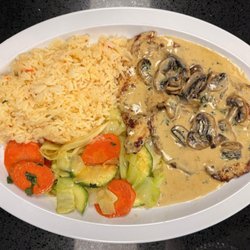 Pollo en salsa con hongos