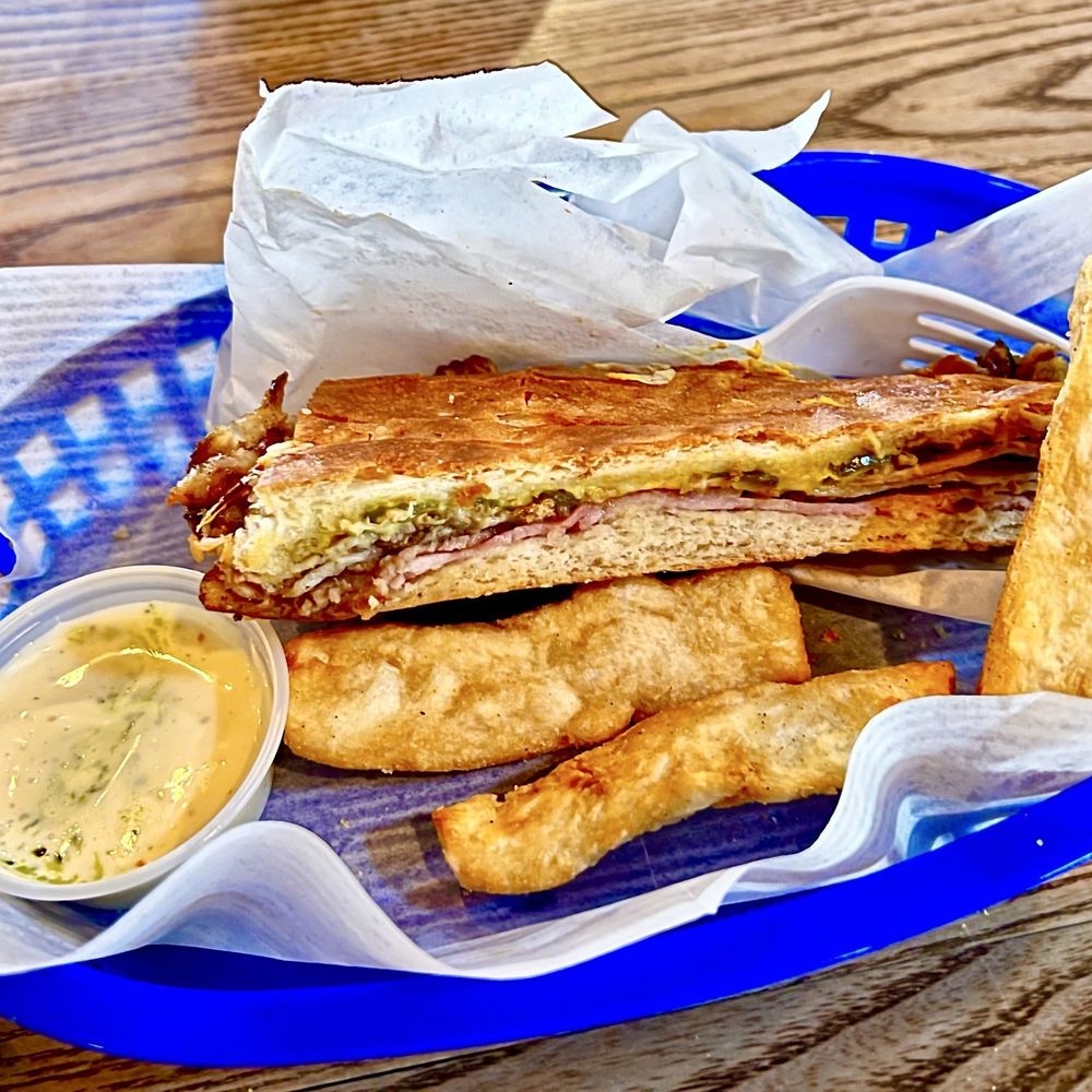 Cubano, yuca fries and aioli garlic sauce