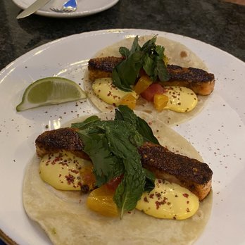 Vecina - Salmon tacos. The basic and mint(?) were super good and the blood orange and grapefruit were the perfect citrus elements. - Latin American Near Me - Phoenix, Arizona Vecina - Salmon tacos. The basic and mint(?) were super good and the blood orange and grapefruit were the perfect citrus elements. - Latin American Near Me - Phoenix, Arizona