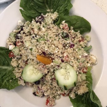 Bardot - Mediterranean Salad (tiny couscous pearls, tomatoes, onions, feta, parsley, kalamata olives, cucumbers, with lemon olive oil dressing) - New American Near Me - Claremont, California