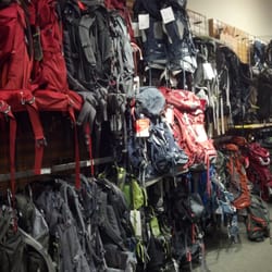 REI - Back packs, lots of back packs.