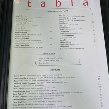 Tabla - Menu - Indian Near Me - Atlanta, Georgia